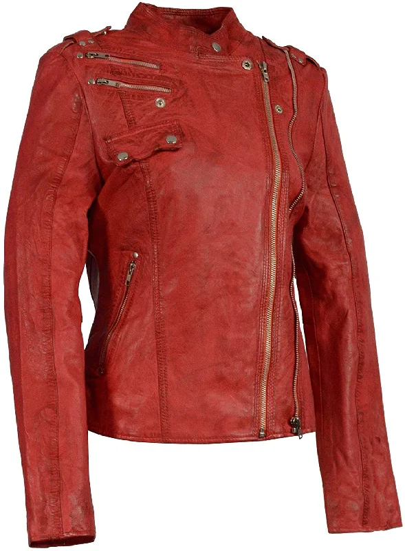 Red Double Zip Moto Jacket