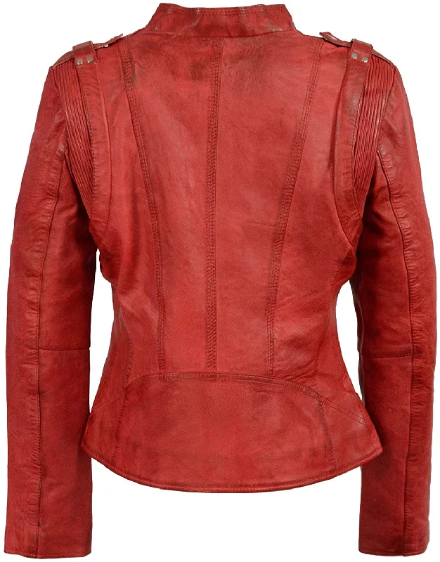 Red Double Zip Moto Jacket