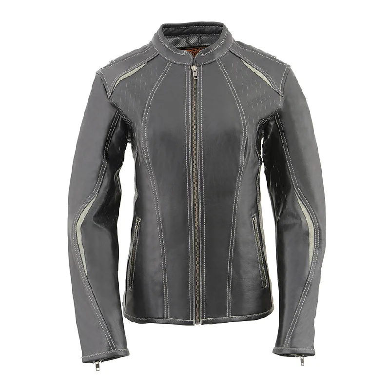 Women’s Scuba Style Racer Jacket w/ Laser Cut Accents