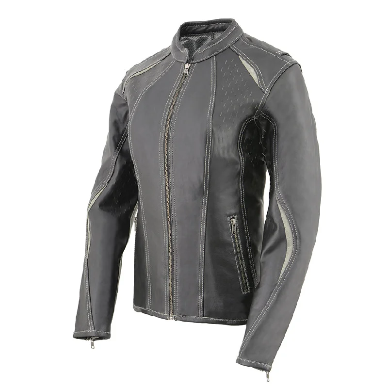 Women’s Scuba Style Racer Jacket w/ Laser Cut Accents