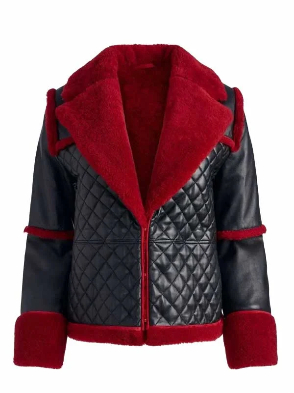 Women’s Aviator Pilot Style Red Shearling Jacket