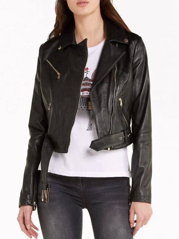 Women's Black Biker Leather Jacket