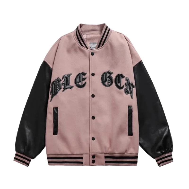 Women's Classic Gothic Lettering PU Patchwork Jacket