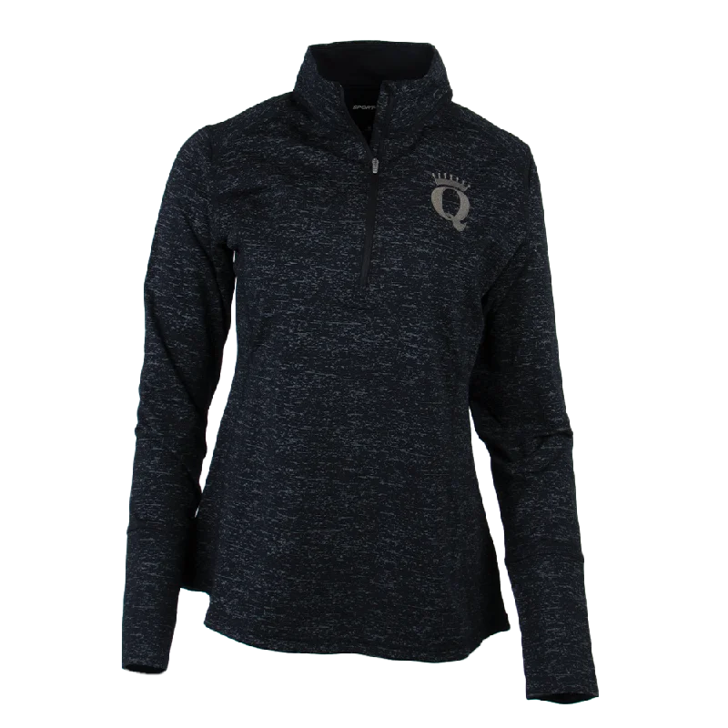 QFC-308 | Women's Sport Wick Reflective Heather 1/2 zip pullover- black