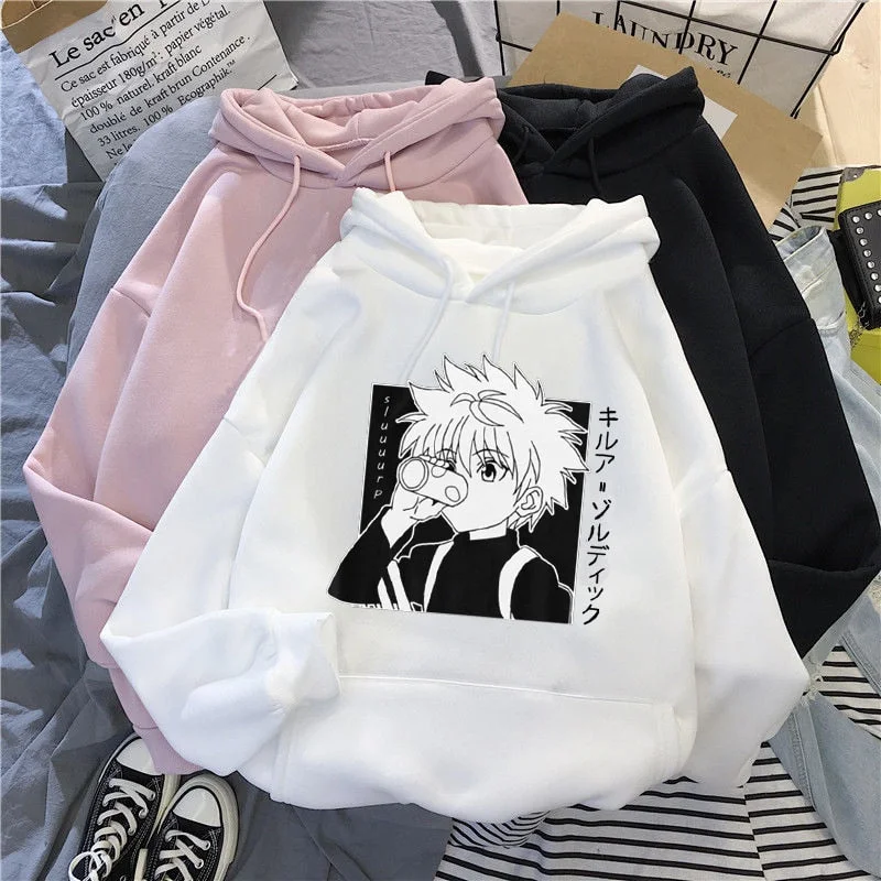 Znbbw Hunter X Hunter Hoodies Sweatshirt Killua Zoldyck Anime Manga Loose Hooded Sweatshirt Hoody Pullover Clothes