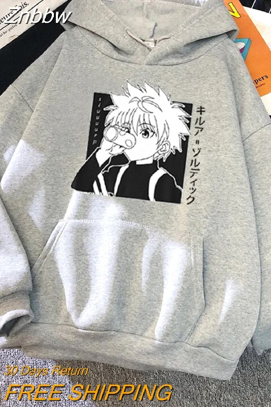 Znbbw Hunter X Hunter Hoodies Sweatshirt Killua Zoldyck Anime Manga Loose Hooded Sweatshirt Hoody Pullover men Clothes