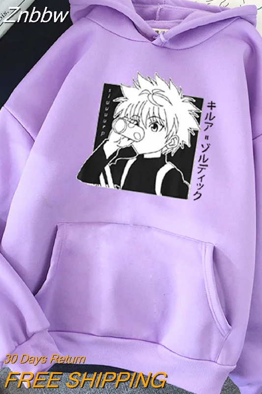 Znbbw Hunter X Hunter Hoodies Sweatshirt Killua Zoldyck Anime Manga Loose Hooded Sweatshirt Hoody Pullover men Clothes