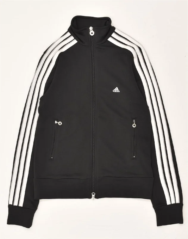 ADIDAS Womens Tracksuit Top Jacket UK 12 Medium Black