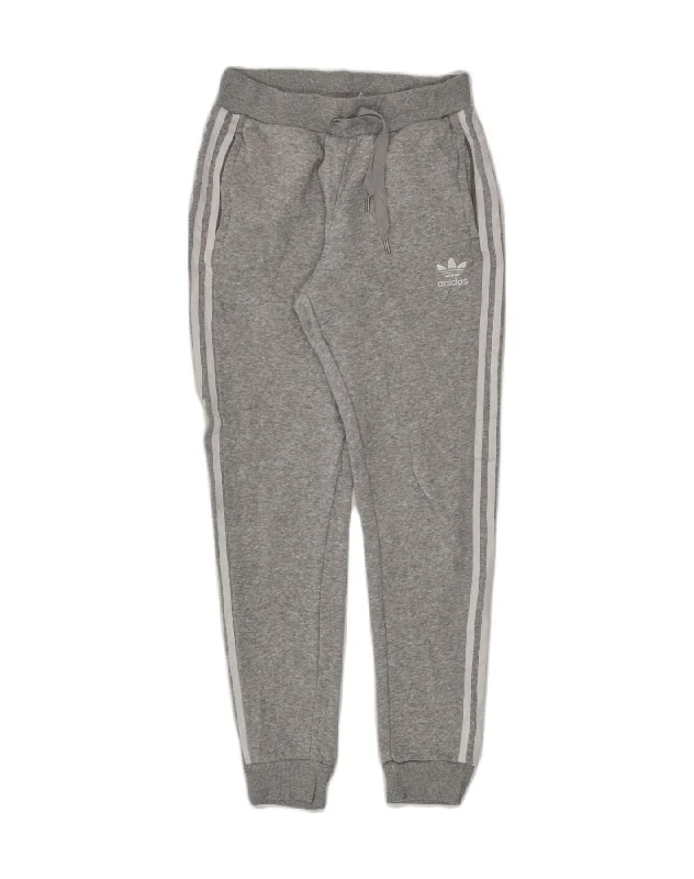 ADIDAS Womens Tracksuit Trousers Joggers UK 6 XS Grey Cotton