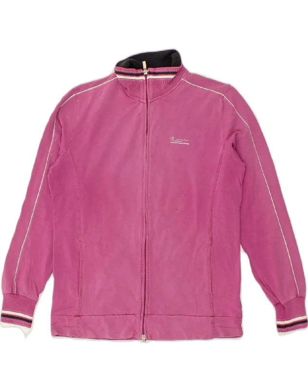 CHAMPION Womens Tracksuit Top Jacket UK 16 Large Pink Cotton