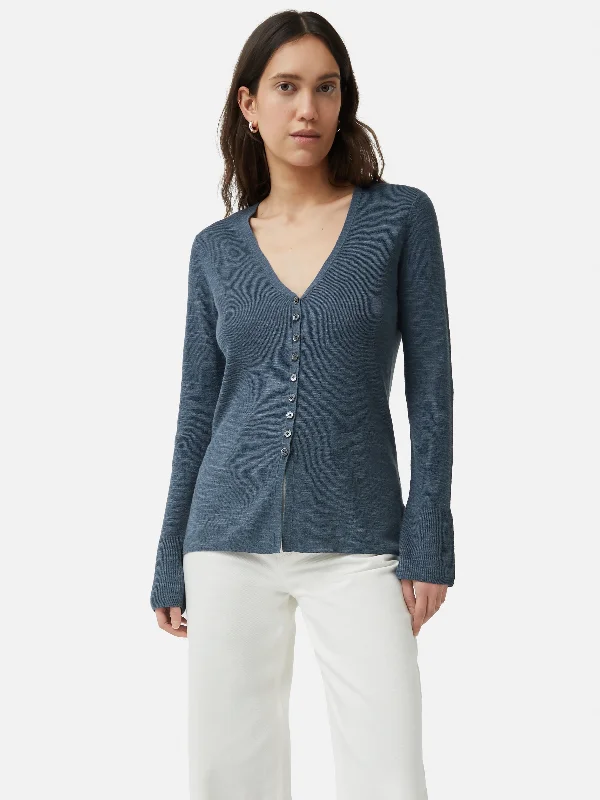 Linen Cotton Cardigan | Mineral Blue