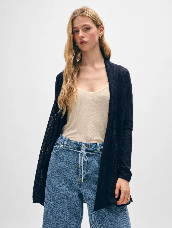 Linen Gauze Trapeze Cardigan