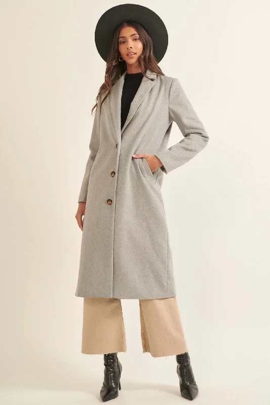 Midnight in Paris Calf-Length Felt Overcoat