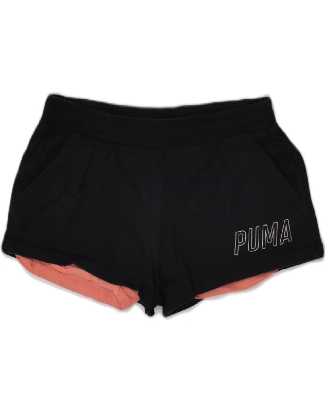 PUMA Womens Graphic Sport Shorts UK 12 Medium Black