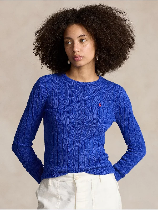 Maglia a Trecce in Cotone Blu Royal