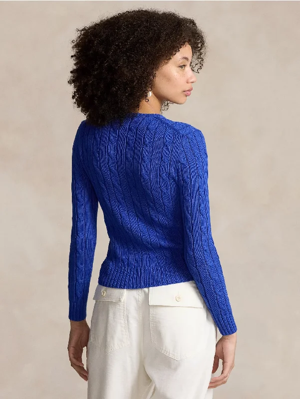 Maglia a Trecce in Cotone Blu Royal