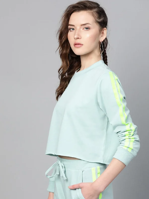 Sea Green Double Tape Boxy Crop Sweatshirt