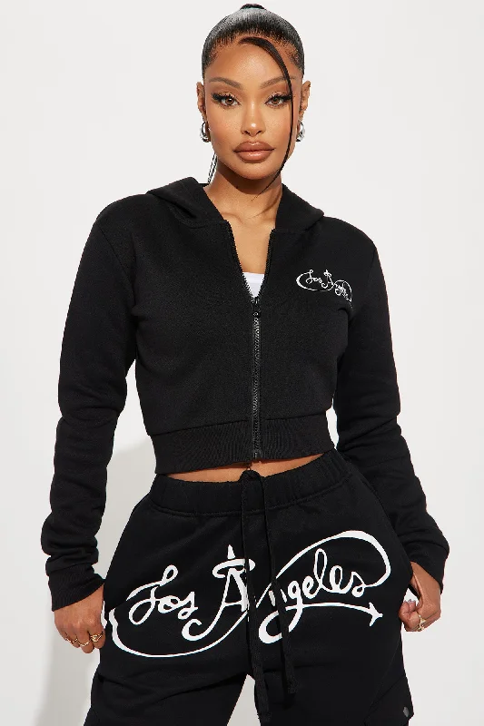 Spread Your Wings Zip Front Hoodie - Black