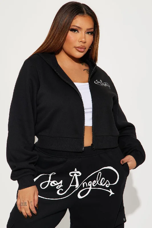 Spread Your Wings Zip Front Hoodie - Black