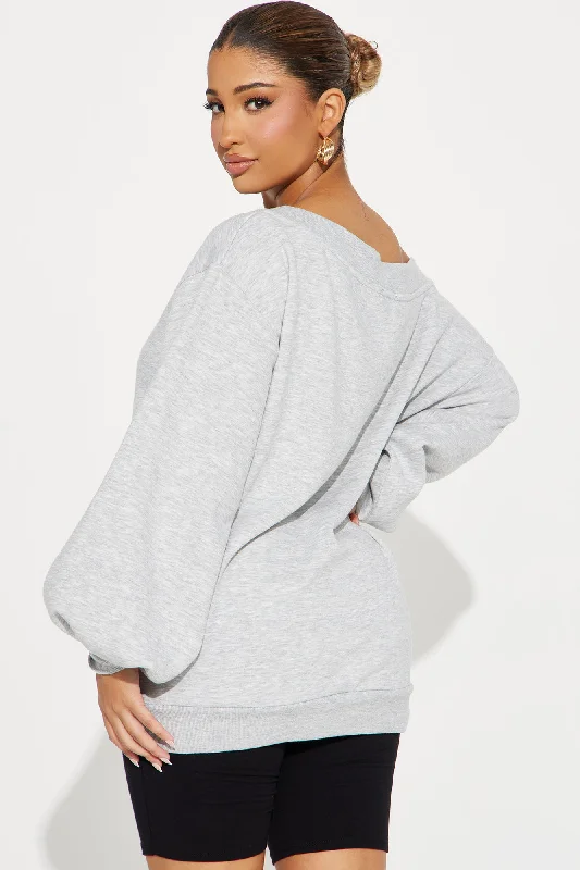 Vera Off Shoulder Oversized Sweatshirt - Heather Grey