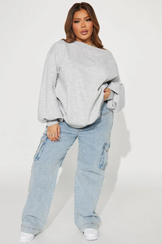 Vera Off Shoulder Oversized Sweatshirt - Heather Grey