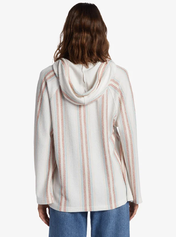 Wild And Free Poncho Style Hoodie - Bonzer Stripe Snow White