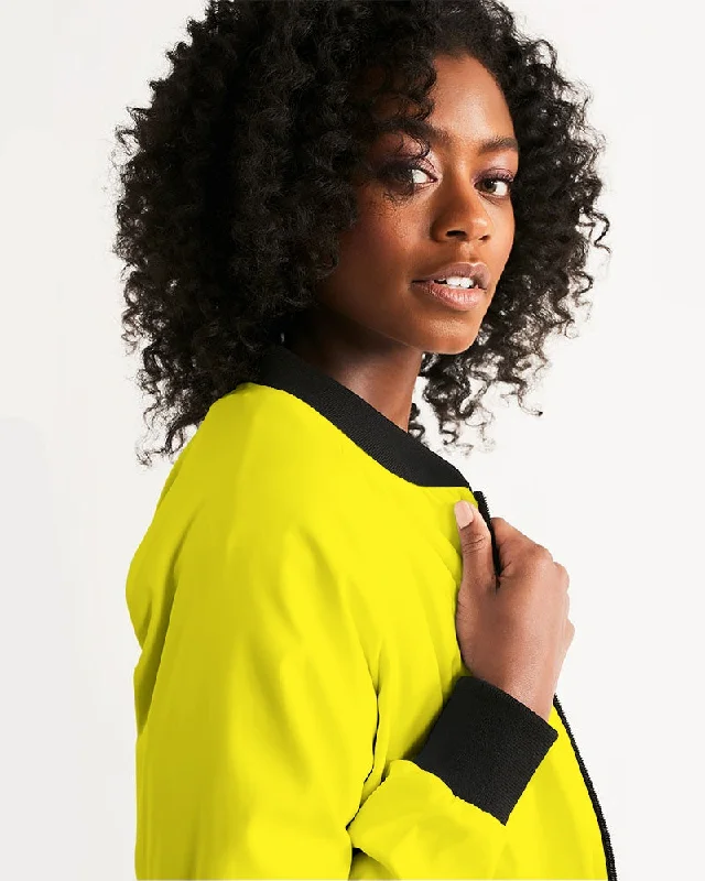 AKH Yellow & Black Women's Bomber Jacket