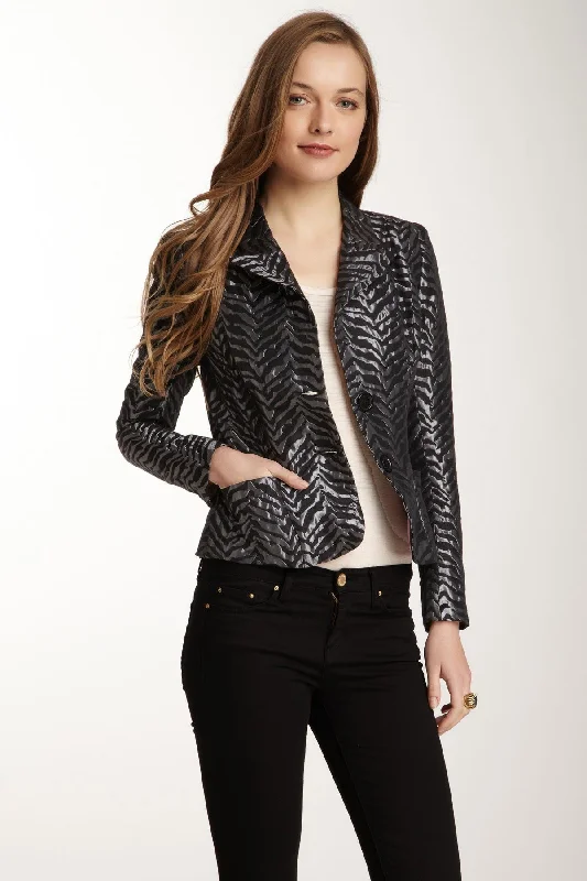 Brocade Blazer - Black / Silver