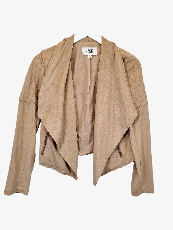 JACK Taupe Faux Suede Soft Waterfall Jacket Size S