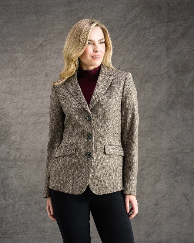 Tara Tweed Hacking Jacket - Light Tan Herringbone