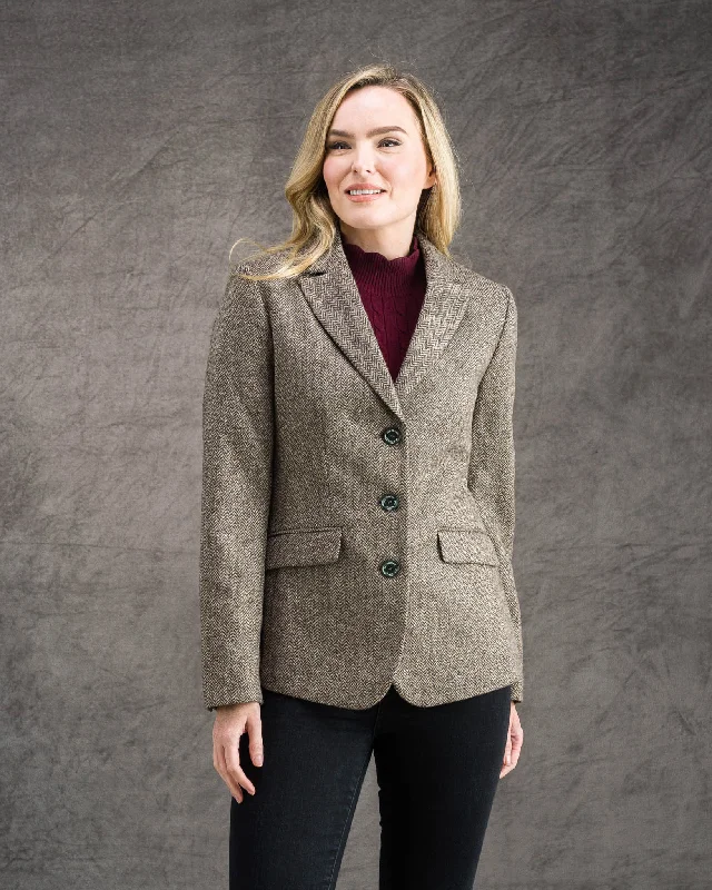 Tara Tweed Hacking Jacket - Light Tan Herringbone